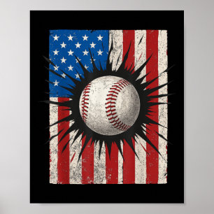 American Flag Baseball 4th Of July Usa Patriotic S Poster