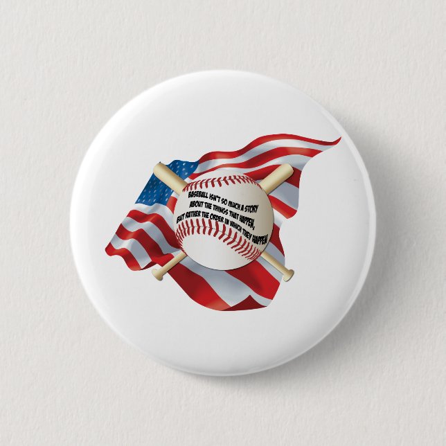 American Flag Baseball 6 Cm Round Badge (Front)