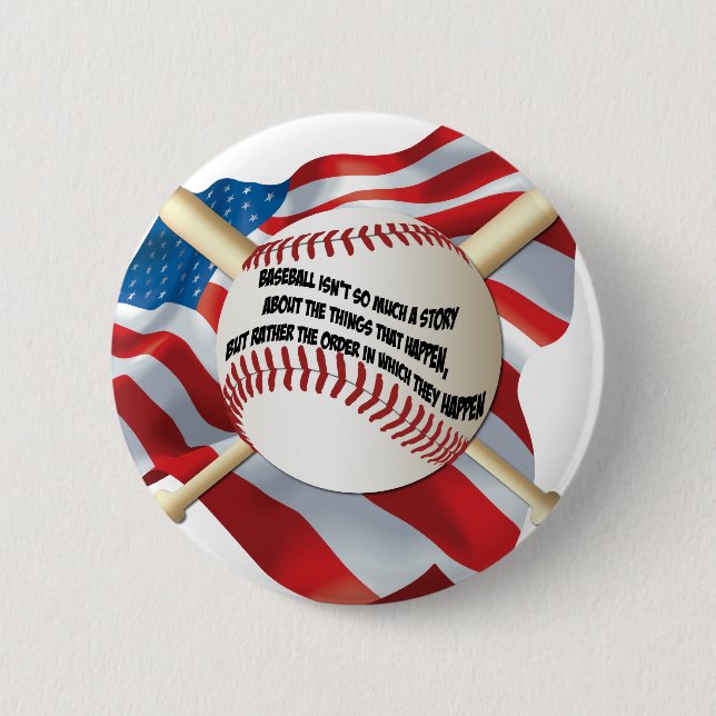 American Flag Baseball 6 Cm Round Badge (Front)