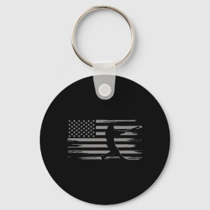 American Flag Baseball Apparel - Baseball Key Ring