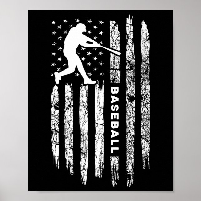 American Flag Baseball Apparel - Vintage Baseball  Poster (Front)
