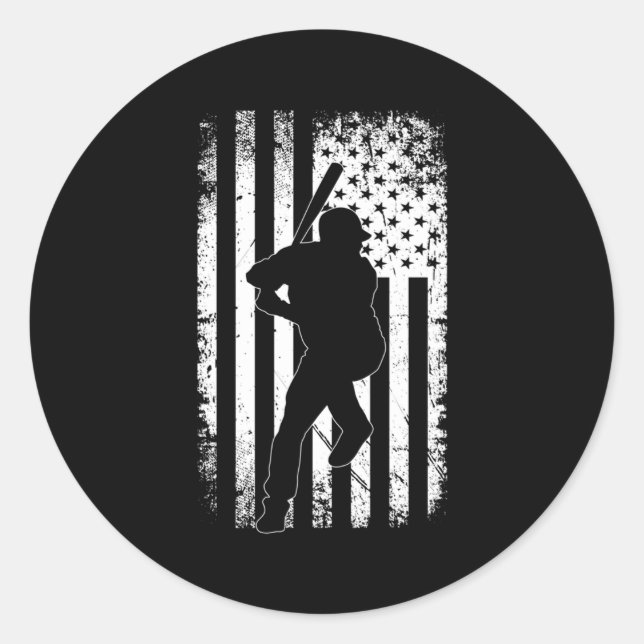 American Flag Baseball Baseball Classic Round Sticker (Front)