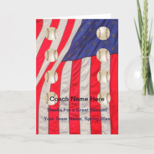 American Flag Baseball Card for Coach Blank Inside