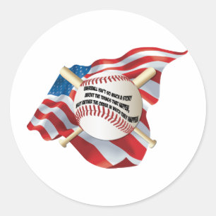 American Flag Baseball Classic Round Sticker