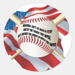 American Flag Baseball Classic Round Sticker