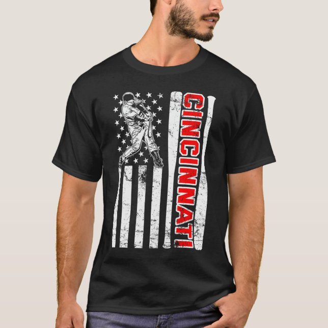 American Flag Baseball Fans T-Shirt (Front)