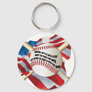 American Flag Baseball Key Ring