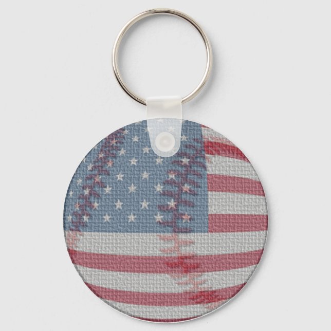 American Flag Baseball Keychain (Front)