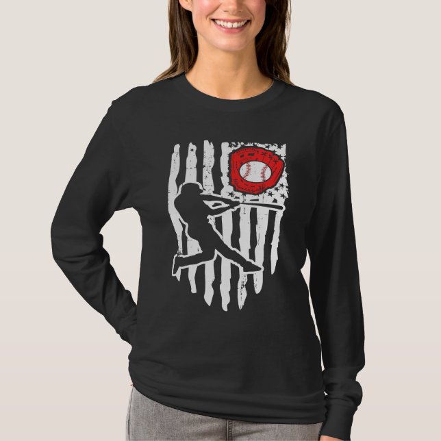 American Flag Baseball Player  1 T-Shirt (Front)