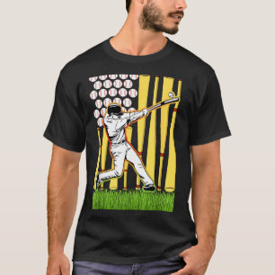 American Flag Baseball Player 4th of July Men USA T-Shirt