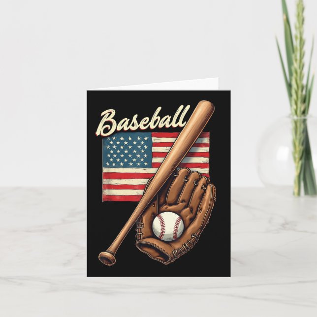 American Flag Baseball Player Bat Fan Catcher Pitc Card (Front)