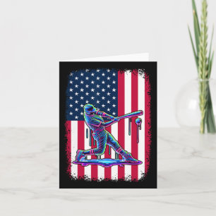 American Flag Baseball Player Bat Patriotic 4th Of Card