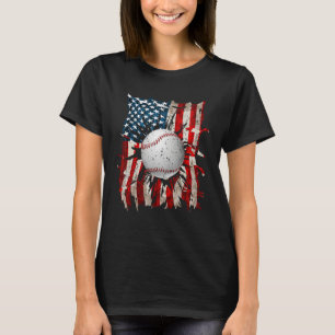 American Flag Baseball Red White Blue 4th of July  T-Shirt