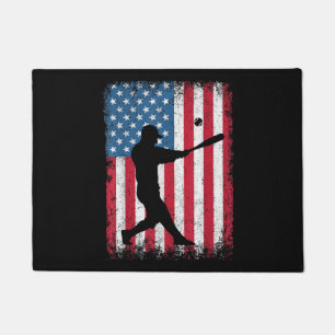 American Flag Baseball Team Gift for Men Boys Girl Doormat