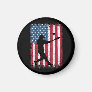 American Flag Baseball Team Gift for Men Boys Girl Magnet