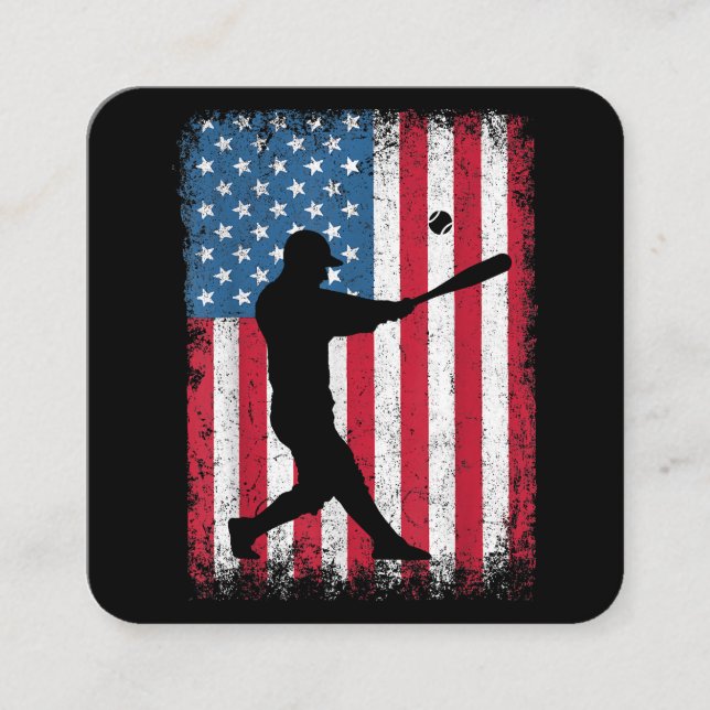 American Flag Baseball Team Gift for Men Boys Girl Square Business Card (Front)