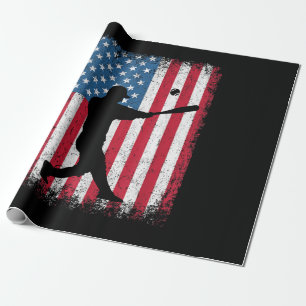 American Flag Baseball Team Gift for Men Boys Girl Wrapping Paper