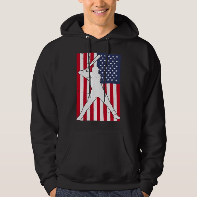 American Flag Baseball Team Gift  Hoodie (Front)