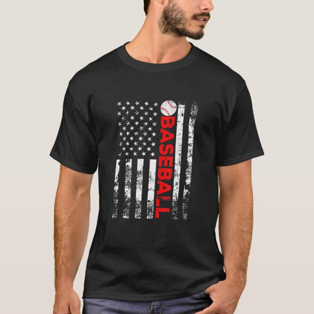 American Flag Baseball Team T-Shirt (Front)