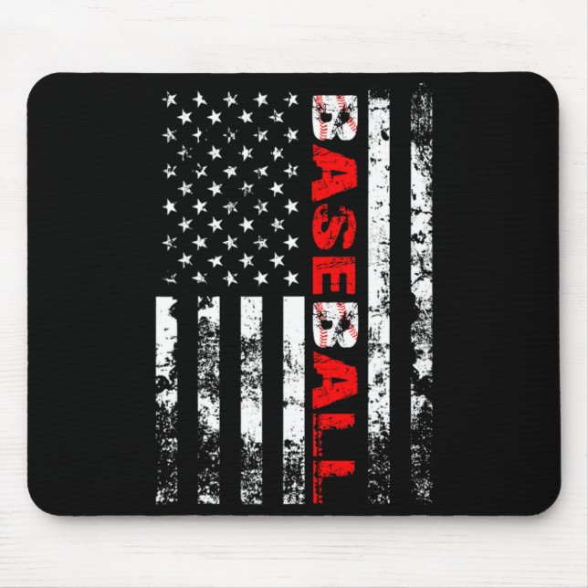 American Flag Baseball Team T Shirt_3  Mouse Mat (Front)
