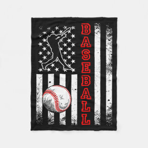 American Flag Baseball Team Vintage Baseball T Shi Fleece Blanket