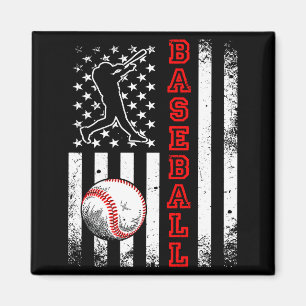American Flag Baseball Team Vintage Baseball T Shi Magnet