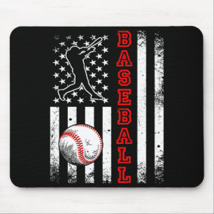 American Flag Baseball Team Vintage Baseball T Shi Mouse Mat