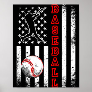 American Flag Baseball Team Vintage Baseball T Shi Poster