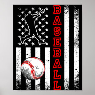 American Flag Baseball Team Vintage Baseball T Shi Poster