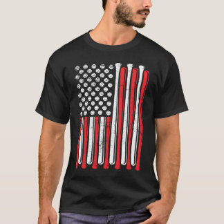American Flag Baseball Team  Vintage Baseball T-Shirt