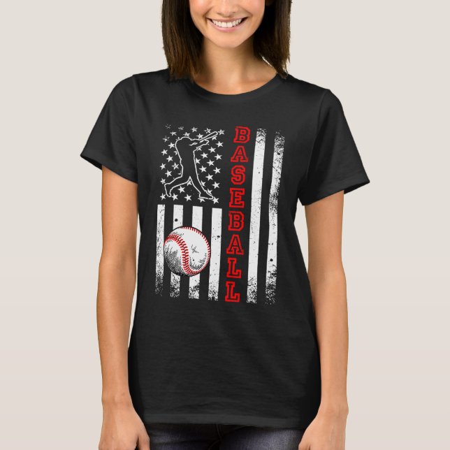 American Flag Baseball Team  Vintage Baseball T-Shirt (Front)