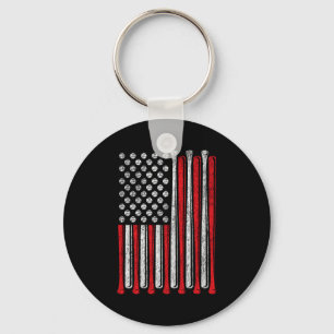American Flag Baseball Team Vintage Funny Boy T Sh Key Ring