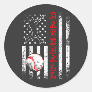 American Flag Baseball Team Vintage Funny Classic Round Sticker
