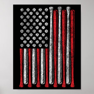American Flag Baseball Team Vintage Funny Poster