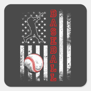 American Flag Baseball Team Vintage Funny Square Sticker