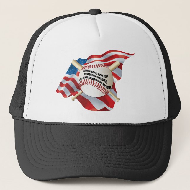 American Flag Baseball Trucker Hat (Front)