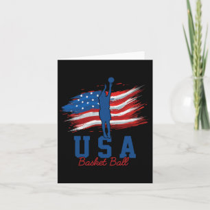 American Flag Basketball 4th Of July Usa Support T Card