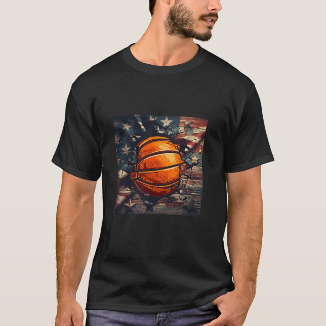 American Flag Basketball Apparel Basketball T Shir T-Shirt (Front)