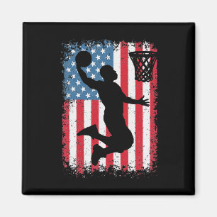 American Flag Basketball Apparel Funny Basketball Magnet