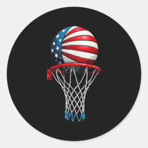 American Flag Basketball Independence Day _1 Classic Round Sticker