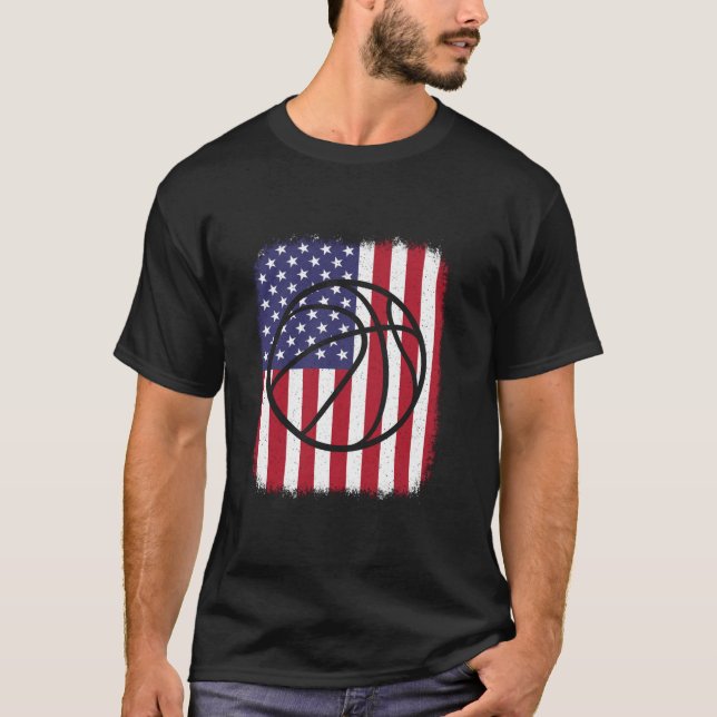 American Flag Basketball Lover Men Women Kids T Sh T-Shirt (Front)