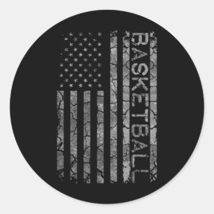 American Flag Basketball Player Coach For Men And Classic Round Sticker
