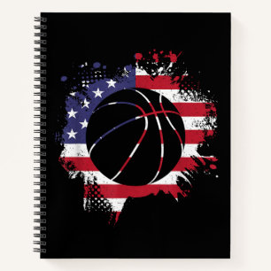American Flag Basketball Player Notebook