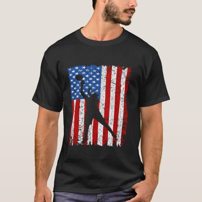 American Flag basketball Team Gifts for Men Boys G T-Shirt (Front)