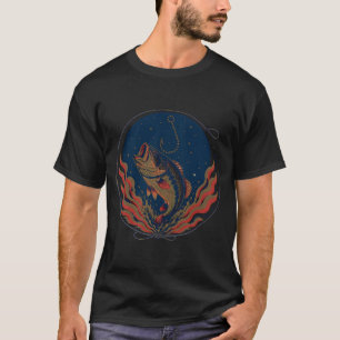 American Flag Bass Fishing Vintage Americana Emble T-Shirt