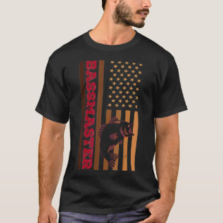 American Flag Bassmaster Fishing present for Bassh T-Shirt