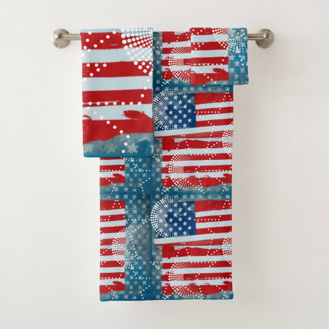 American Flag Bath Towel Set (Insitu)