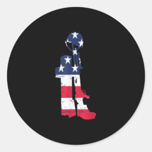 American Flag Battle Cross Veteran Memorial Day Classic Round Sticker