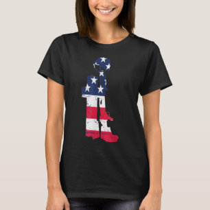 American Flag Battle Cross Veteran Memorial Day  T-Shirt