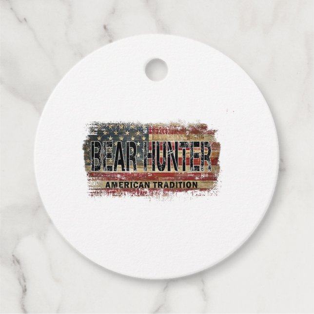 American Flag Bear Hunter Favour Tags (Front)